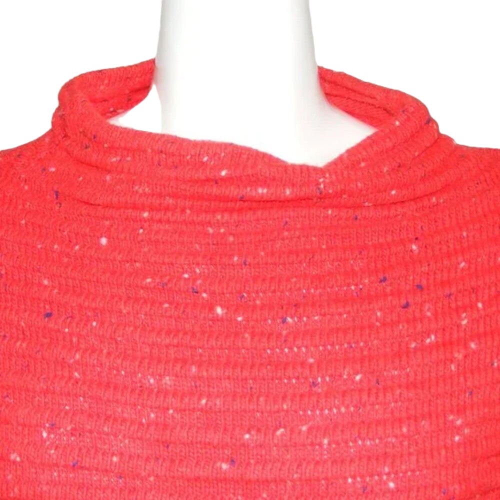 new CECE Sweater, XL, Red Ribbed, Mockneck Pullover, Flecked, Cotton-Acrylic - Picture 4 of 13